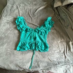 Zara Tie Front Ruffle Crop Top
